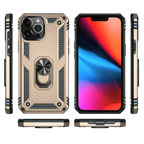 RING Obal s držiakom pre Apple iPhone 14 Pro zlatý