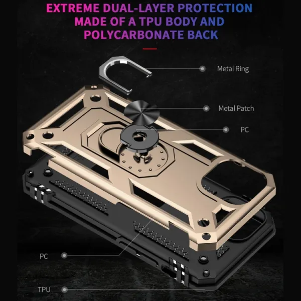 RING Obal s držiakom pre Apple iPhone 14 zlatý