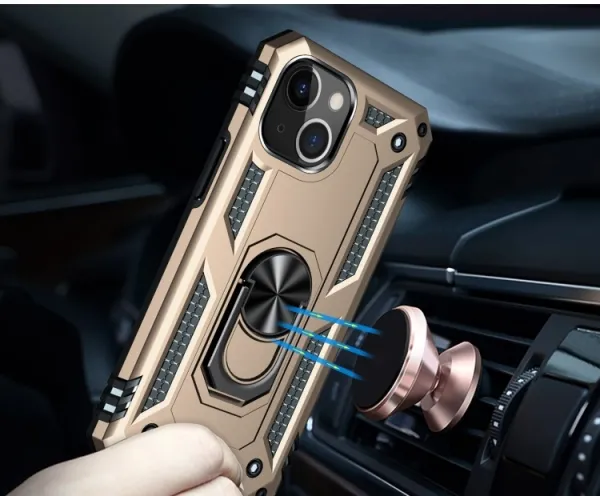 RING Obal s držiakom pre Apple iPhone 14 zlatý