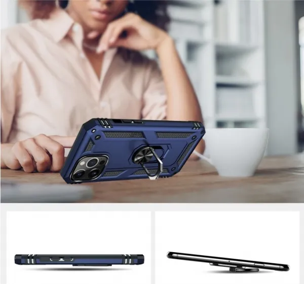 RING Obal s držiakom pre Apple iPhone 14 Pro modrý