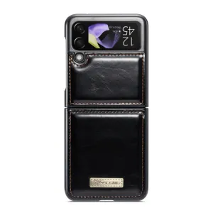 CASEME LEATHER Plastový kryt Samsung Galaxy Z Flip4 5G čierny