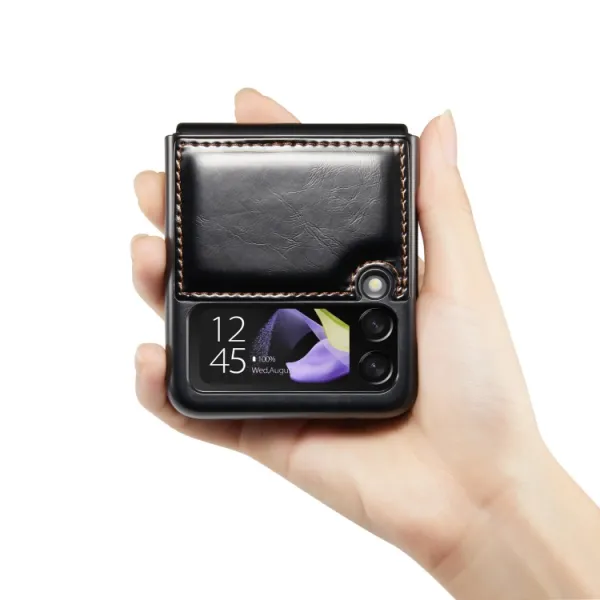 CASEME LEATHER Plastový kryt Samsung Galaxy Z Flip4 5G čierny
