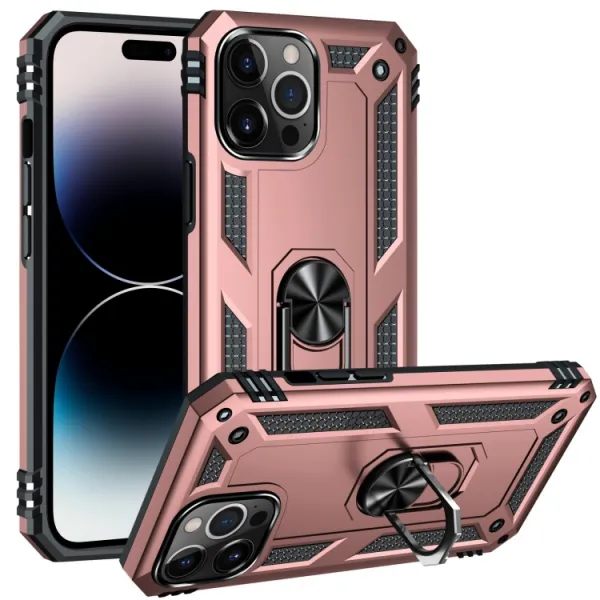 RING Obal s držiakom pre Apple iPhone 14 Pro Max ružový