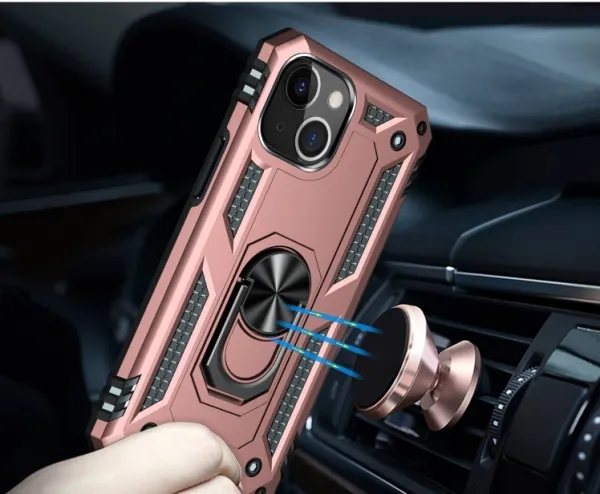 RING Obal s držiakom pre Apple iPhone 14 ružový