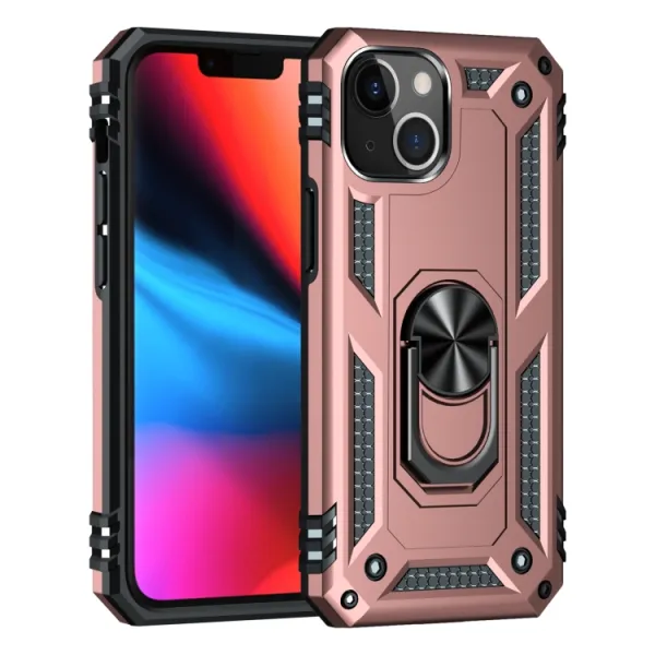 RING Obal s držiakom pre Apple iPhone 14 Plus ružový