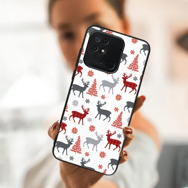 MY ART Kryt s vianočným dizajnom Xiaomi Redmi 10C DEER (068)