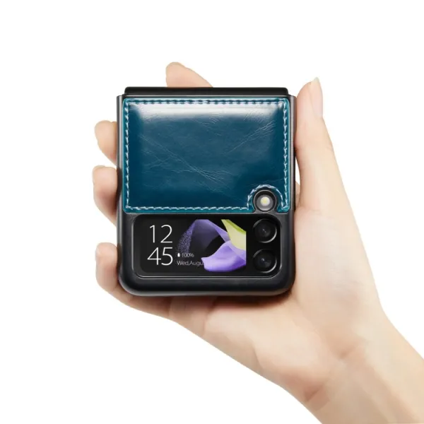 CASEME LEATHER Plastový kryt Samsung Galaxy Z Flip4 5G modrý