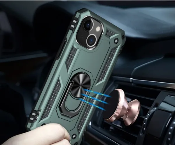 RING Obal s držiakom pre Apple iPhone 14 zelený