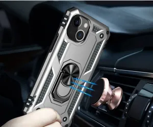 RING Obal s držiakom pre Apple iPhone 14 strieborný
