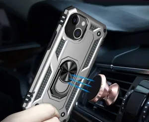 RING Obal s držiakom pre Apple iPhone 14 Plus strieborný