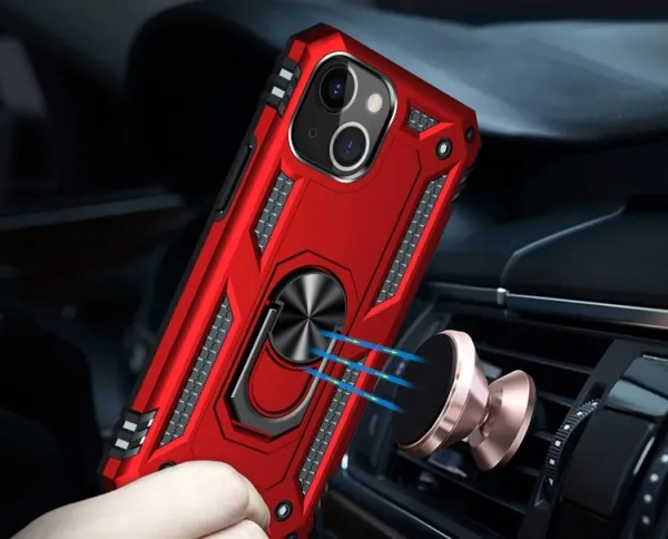 RING Obal s držiakom pre Apple iPhone 14 Plus červený
