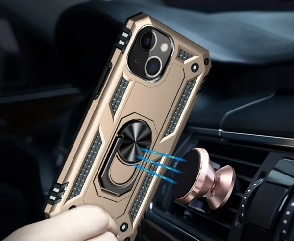 RING Obal s držiakom pre Apple iPhone 14 Plus zlatý