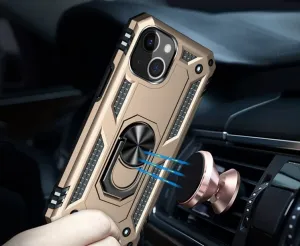 RING Obal s držiakom pre Apple iPhone 14 Plus zlatý
