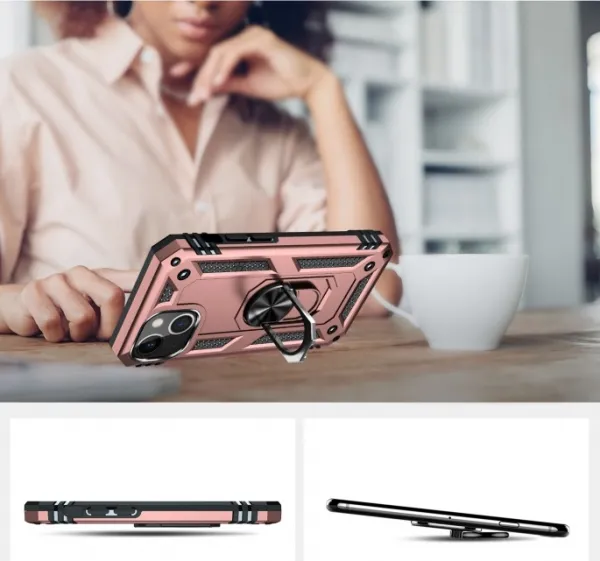 RING Obal s držiakom pre Apple iPhone 14 Plus ružový