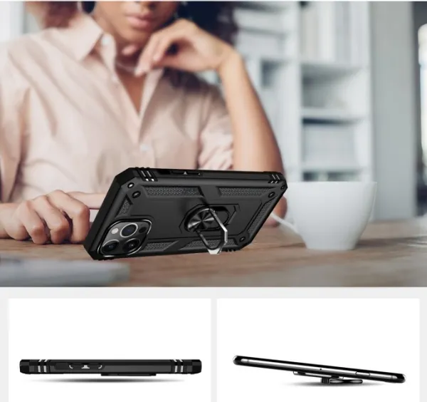 RING Obal s držiakom pre Apple iPhone 14 Pro čierny
