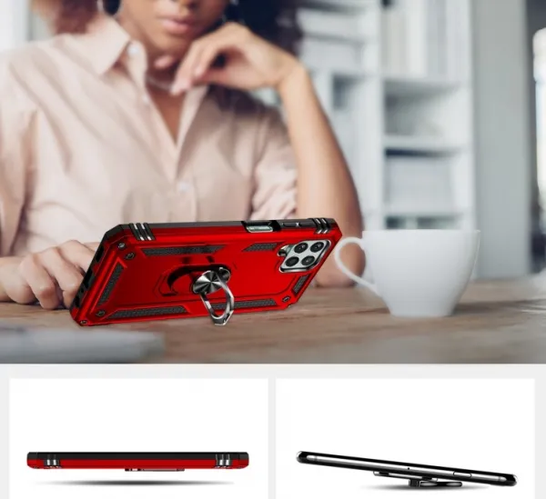 RING Obal s držiakom pre Samsung Galaxy M33 5G červený