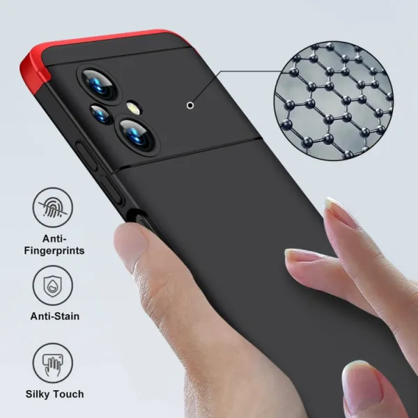 360° Ochranný kryt Xiaomi Poco M5 čierny-červený