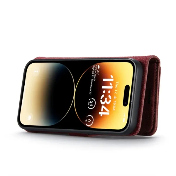 DG.MING Peňaženkový obal 2v1 Apple iPhone 14 Pro Max červený