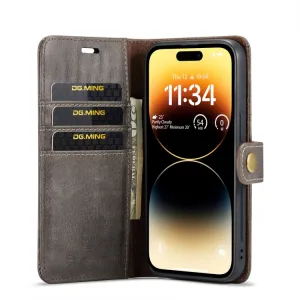 DG.MING Peňaženkový obal 2v1 Apple iPhone 14 Pro šedý