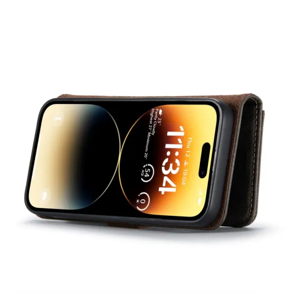 DG.MING Peňaženkový obal 2v1 Apple iPhone 14 Pro šedý