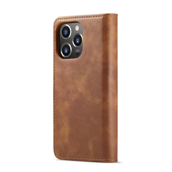 DG.MING Peňaženkový obal 2v1 Apple iPhone 14 Pro hnedý