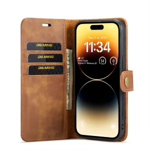 DG.MING Peňaženkový obal 2v1 Apple iPhone 14 Pro hnedý