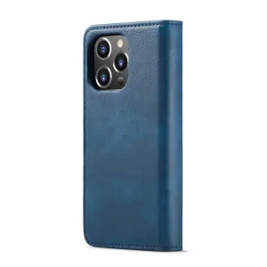 DG.MING Peňaženkový obal 2v1 Apple iPhone 14 Pro Max modrý