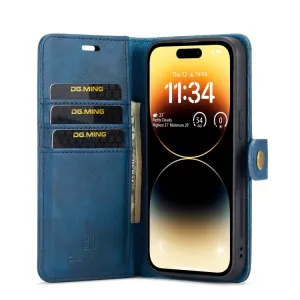DG.MING Peňaženkový obal 2v1 Apple iPhone 14 Pro Max modrý