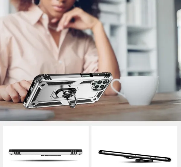 RING Obal s držiakom pre Samsung Galaxy M33 5G strieborný