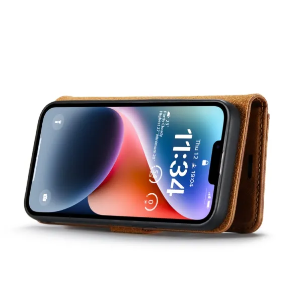 DG.MING Peňaženkový obal 2v1 Apple iPhone 14 Plus hnedý
