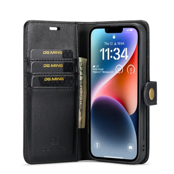 DG.MING Peňaženkový obal 2v1 Apple iPhone 14 Plus čierny
