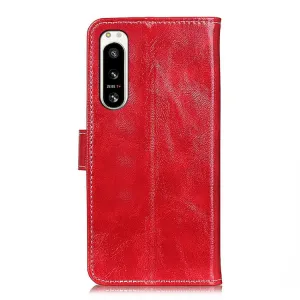 RETRO Peňaženkový obal Sony Xperia 5 IV červený