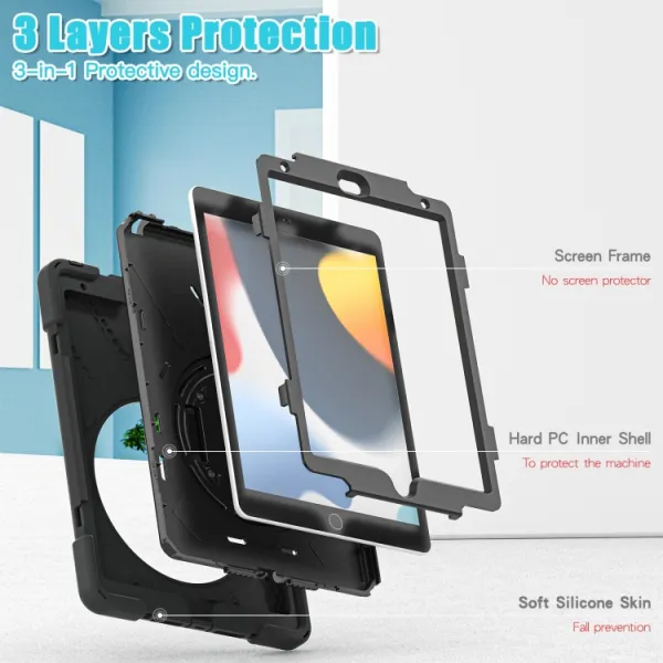 SOLID Odolný kryt pre Apple iPad 10.2 2021 / 2020 / 2019 čierny