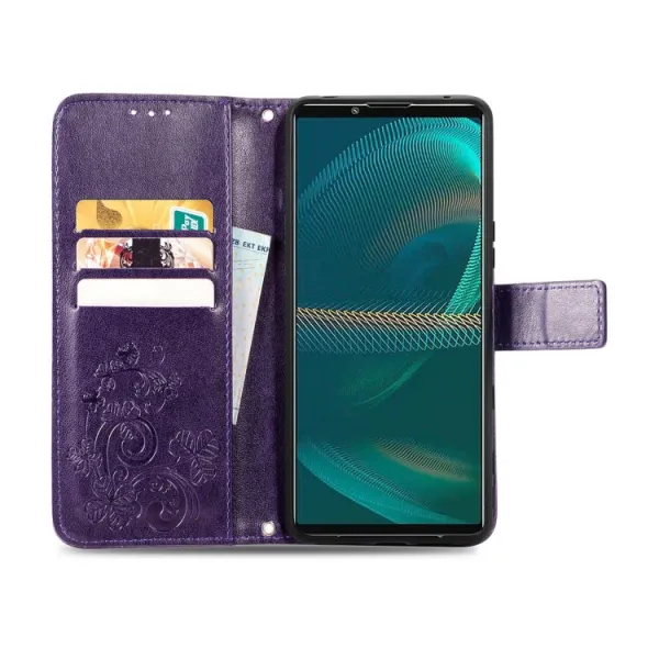 ART FLOWERS Peňaženkový kryt Sony Xperia 5 IV fialový