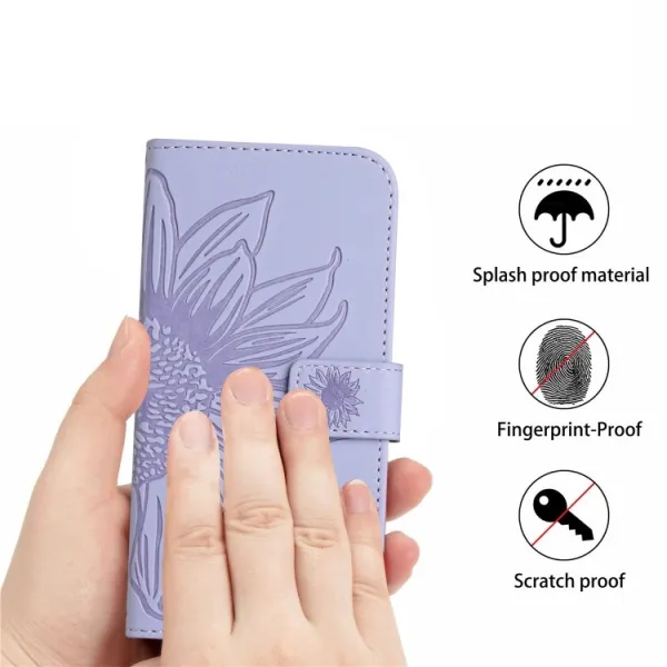 ART SUNFLOWER Peňaženkové puzdro s remienkom Motorola Moto E22s fialové