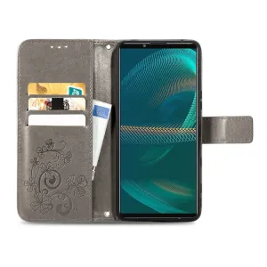 ART FLOWERS Peňaženkový kryt Sony Xperia 5 IV šedý