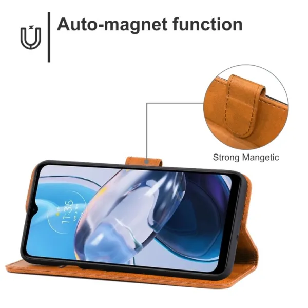 SMOOTH Peňaženkové puzdro pre Motorola Moto E22 / E22i hnedé