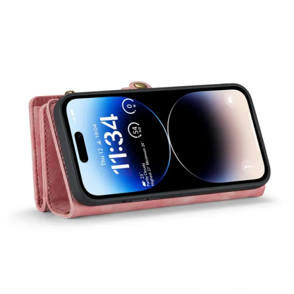 WALLET Ochranný kryt s peňaženkou 2v1 pre Apple iPhone 14 Pro Max ružový