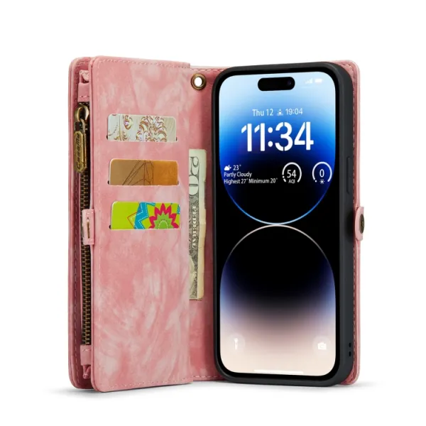 WALLET Ochranný kryt s peňaženkou 2v1 pre Apple iPhone 14 Pro Max ružový