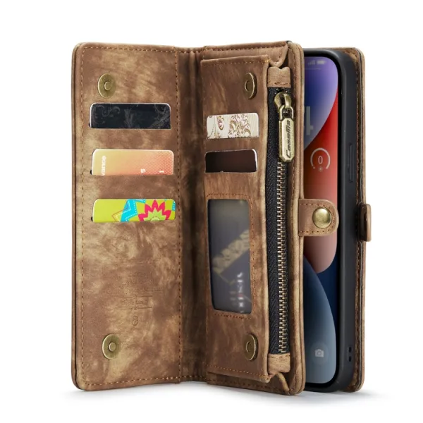 WALLET Ochranný kryt s peňaženkou 2v1 pre Apple iPhone 14 Plus hnedý