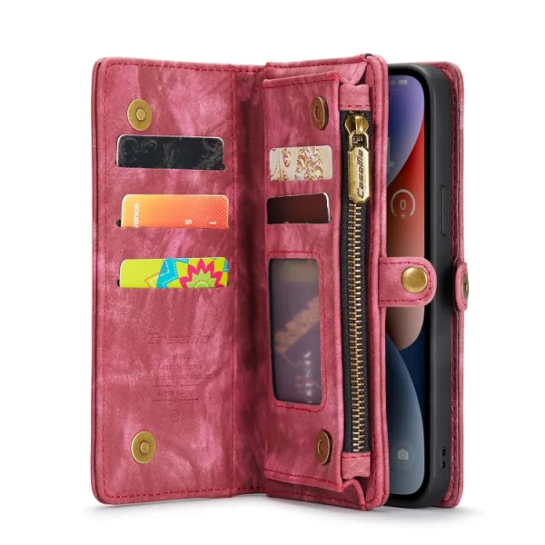 WALLET Ochranný kryt s peňaženkou 2v1 pre Apple iPhone 14 Plus červený