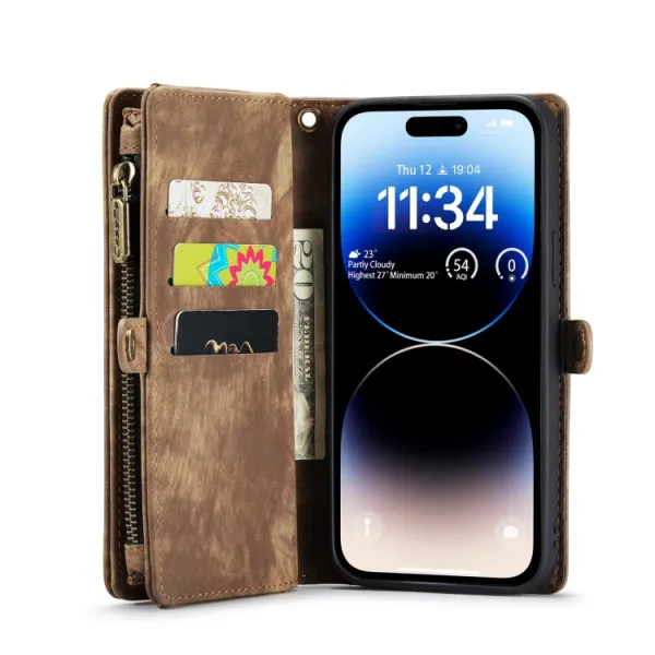 WALLET Ochranný kryt s peňaženkou 2v1 pre Apple iPhone 14 Pro Max hnedý