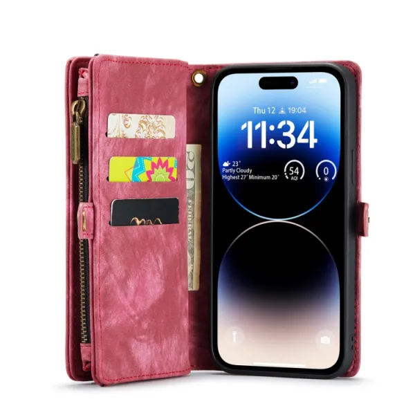 WALLET Ochranný kryt s peňaženkou 2v1 pre Apple iPhone 14 Pro Max červený
