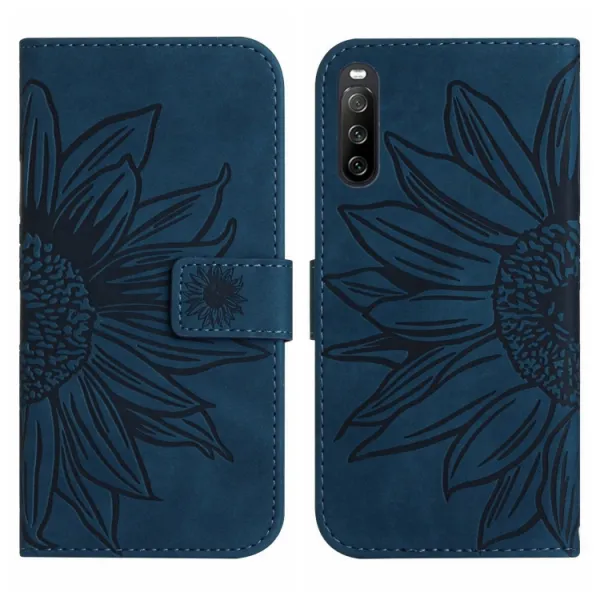ART SUNFLOWER Peňaženkové puzdro s remienkom Sony Xperia 10 IV 5G modrý