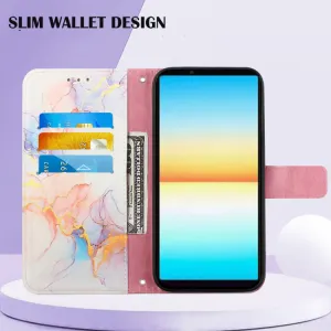 ART MARBLE Peňaženkový kryt Sony Xperia 10 IV 5G WHITE ORANGE