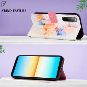 ART MARBLE Peňaženkový kryt Sony Xperia 10 IV 5G WHITE ORANGE