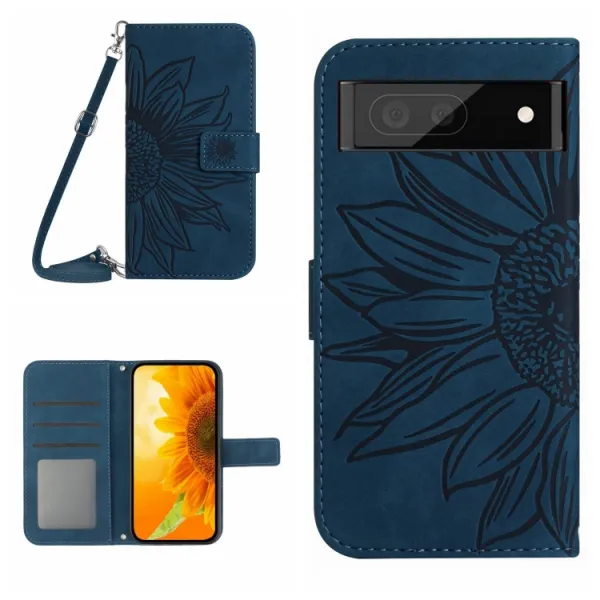 ART SUNFLOWER Peňaženkové puzdro s remienkom Google Pixel 7 Pro modrý