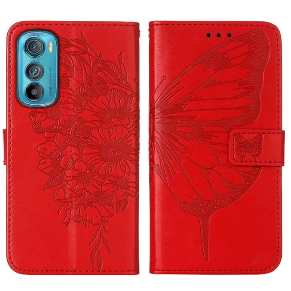 ART BUTTERFLY Peňaženkový kryt Motorola Edge 30 červený