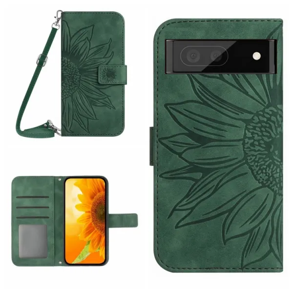 ART SUNFLOWER Peňaženkové puzdro s remienkom Google Pixel 7 Pro zelený