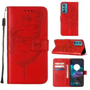 ART BUTTERFLY Peňaženkový kryt Motorola Edge 30 červený